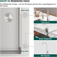 Évier de cuisine encastrable HOMEDEC 28 pouces, double cuve rectangulaire, avec plan de travail à deux niveaux et façade d'appoint, en acier inoxydable de calibre 16