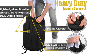 Bolsa de Lavandería para Mochila de Uso Doméstico con Correas para los Hombros, Bolsillo de Malla, Resistente, Plegable, de Gran Capacidad, con Cordón - Product Image 4