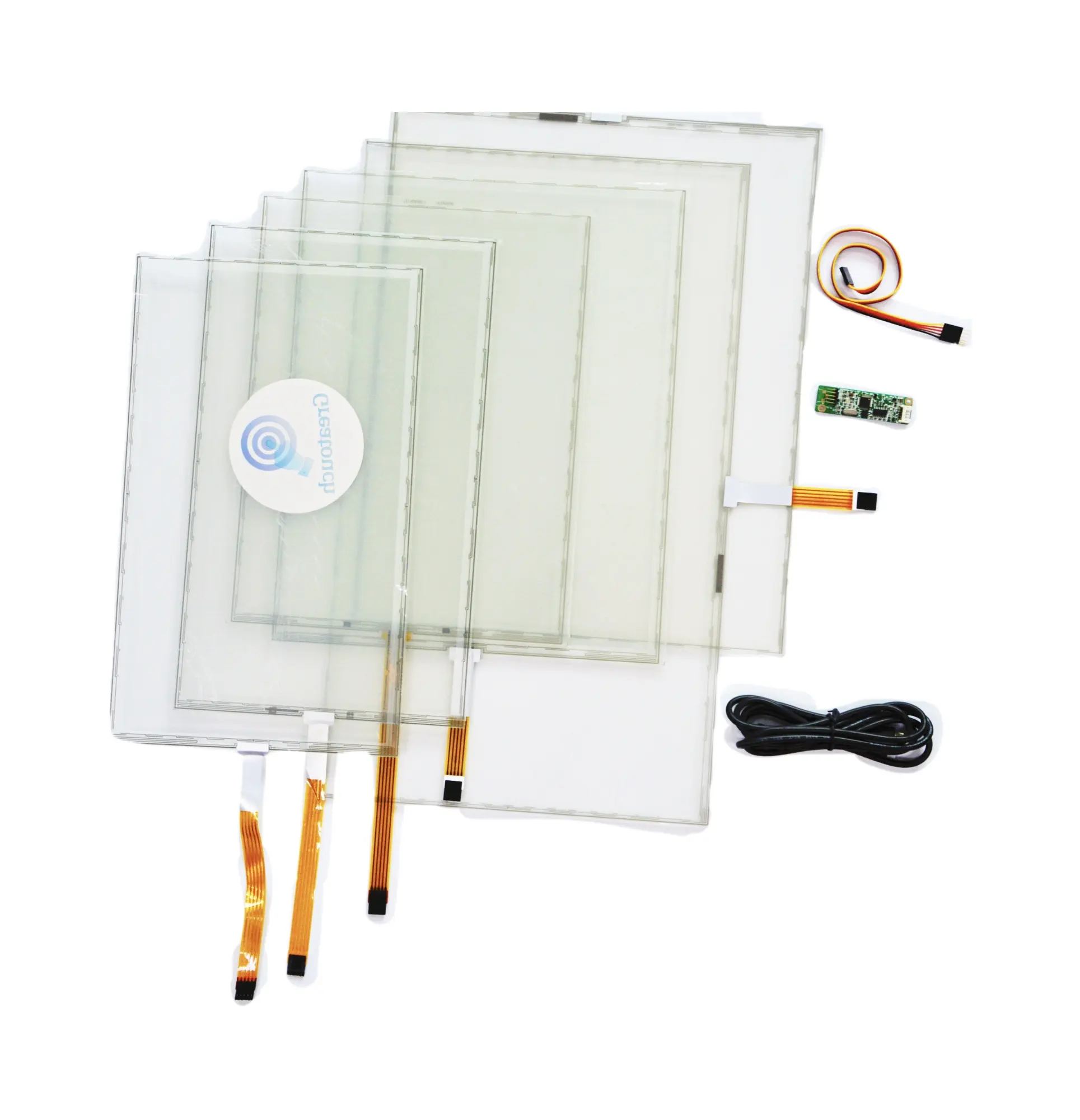 Стандартная пленка с 5 проводами 5,7-24 дюйма + стеклянная резистивная сенсорная панель для промышленной системы управления и разъем 2,54
