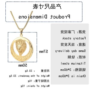 yunnique Lion Head Disc <b>Titanium</b> Steel Necklace Pendant Gold Color For Men And Women Fashion Jewelry Gift - Product Image 2