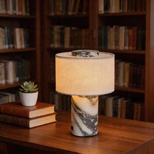 Lampe <span class=keywords><strong>de</strong></span> <span class=keywords><strong>table</strong></span> en marbre rechargeable avec abat-jour en lin, sans fil, à intensité variable au toucher, lumière d'ambiance <span class=keywords><strong>de</strong></span> chevet, lampe <span class=keywords><strong>de</strong></span> bureau cylindrique <span class=keywords><strong>de</strong></span> luxe - Product Image 5