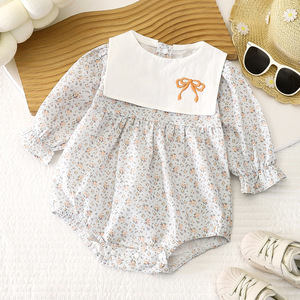 Tutina con Colletto Peter Pan per Neonata 0-24 Mesi, Body a Maniche Lunghe con Volant, Jumpsuit Casual Invernale per Bambine - Product Image 1