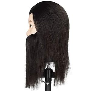 Tête de mannequin d'entraînement en cheveux humains 100 % naturels pour la <span class=keywords><strong>coupe</strong></span>, le tressage et le décoloration, avec barbe – Vente en gros - Product Image 6