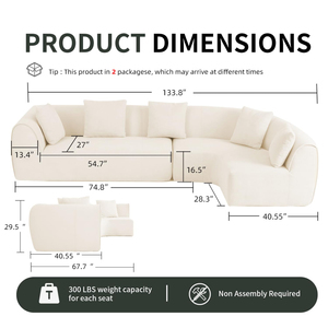 Producto en Tendencia 2026, Sofá Seccional en Forma de L Tapizado en Tela, para Uso en Centros Comerciales, Hoteles y Villas, Comprimido al Vacío y Plano - Product Image 6