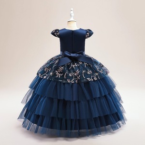 Robe de princesse formelle pour filles, robe de bal en satin et tulle brodée de fleurs, col rond, longueur cheville, robe de fête 4ourcostumes - Product Image 3