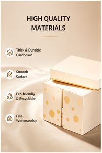 Foldable Champagne Gold Drawer Box Rigid Cardboard Empty Mystery Blind Box with Ribbon Pull for Corporate Gift and Surprise - Product Image 5