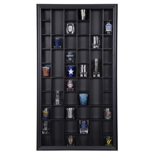 17 "x 32" Accessoires de barre de porte en verre Verrerie miniature à collectionner <span class=keywords><strong>Vitrine</strong></span> <span class=keywords><strong>murale</strong></span> noire en verre à liqueur - Product Image 1