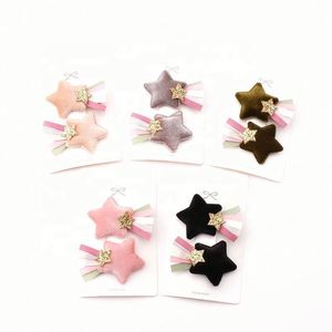 2pcs Summer Hairpins for Kids Ins Hot Glitter Hairclip Set with <b>Star</b> Charms Fabric Barrettes for Girls Sweet Style - Product Image 1