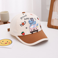 Gorra de béisbol para niños con diseño de dinosaurio de dibujos animados, gorro de sol ajustable de algodón con estampado de "Good Baby" para niños y niñas