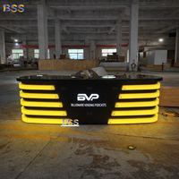 Bureau de réception publique Corian noir changement de couleur Led Logo bureau de diffusion Radio moderne TV salle de nouvelles réceptionniste Table de réception