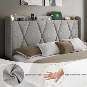<span class=keywords><strong>Letto</strong></span> <span class=keywords><strong>matrimoniale</strong></span> moderno 4 cassetti portaoggetti in pile di cotone <span class=keywords><strong>grigio</strong></span> chiaro 4 pollici testiera facile assemblaggio fabbrica all'ingrosso per uso camera da <span class=keywords><strong>letto</strong></span> - Product Image 6