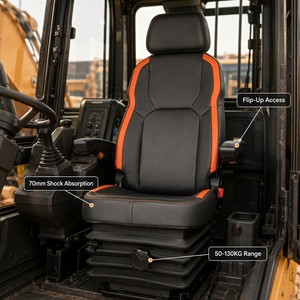 Siège de conducteur d'excavatrice à dossier haut avec suspension, adapté à tous les modèles d'excavatrices, siège universel pour excavatrice - Vente chaude - Product Image 1