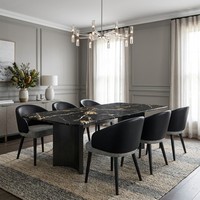 Table à manger rectangulaire moderne et minimaliste de luxe léger, haut de gamme, extensible, avec ensemble de 6 chaises, plateau en marbre, mobilier de maison