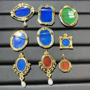 Bijoux de mode, agate naturelle sculptée, camée, broche, coquille, plaqué <span class=keywords><strong>or</strong></span>, argent sterling 925, <span class=keywords><strong>pendentif</strong></span> en pierre de gravure pour dames - Product Image 3