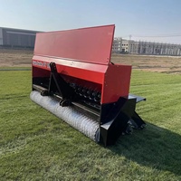 Sembradora de Empuje para Tractor, Sembradora de Semillas de Césped, Ancho de Trabajo Ajustable de 1.8-2.5m, Capacidad de la Caja de Semillas de 75-150kg