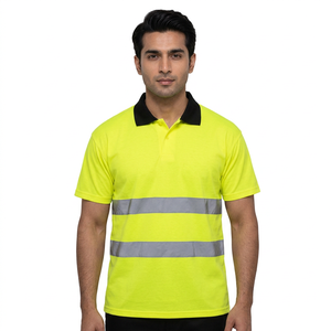 Premium Quality <b>Hi</b> <b>Vis</b> Reflective Breathable Polyester/Cotton Safety Short Sleeve Polo <b>T</b>-<b>Shirt</b> Unisex Workwear Wholesale Price - Product Image 1