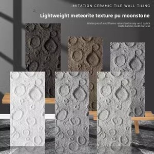 Panel de pared de imitación de yeso con relieve 3D de superficie lunar, ligero, impermeable de PU, efecto piedra lunar, estilo meteorito, para decoración de interiores. - Product Image 2