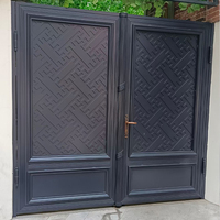 Porte d'entrée moderne en aluminium à 2 portes, automatique, style ouvert, pour l'extérieur Mur de délimitation métallique coulissant