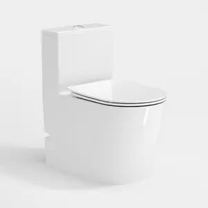 Asia Bathroom Sanitary Ware 300mm Strap Siphonic Flush Toilet Bowl 1 Piece