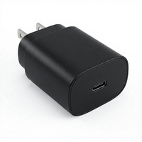 Chargeur mural rapide PD 25W noir en gros pour téléphone portable et ordinateur portable, type C