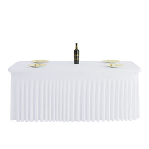 Настраиваемые фирменные белые прямоугольные чехлы на стол из спандекса 4ft 6ft 8ft для домашних банкетов Свадебные украшения - Product Image 4