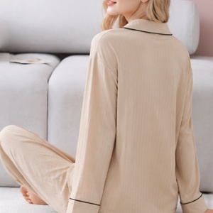 Conjunto de Pijama de Dos Piezas de Satén de Lujo para Mujer, Estilo Europeo Americano, Cintura Elástica, Manga Larga, Transpirable, Tallas Grandes - Product Image 4