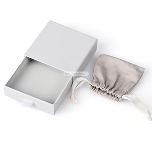 Luxury <b>Biodegradable</b> Rigid Cardboard Jewelry Drawer Box with Pouch Custom Handmade <b>Packaging</b> - Product Image 4