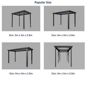 Pérgola de Aluminio con Recubrimiento en Polvo Resistente a la Intemperie, con Techo de Láminas Motorizadas, Gazebo para Uso Durante Todo el Año en Balcón y Terraza - Product Image 4