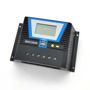 Controlador solar PWM 20A 30A 60A 80A 12V/24V o 12V 24V 36V 48V Regulador de batería de litio de luz Control de tiempo dual y USB