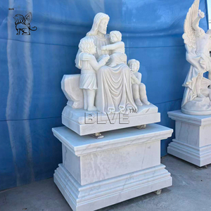 Escultura Cristiana <span class=keywords><strong>de</strong></span> Tamaño Real Tallada a Mano, Diseño Personalizado BLVE, Decoración <span class=keywords><strong>de</strong></span> Iglesia, Estatua <span class=keywords><strong>de</strong></span> Jesucristo en Mármol Blanco con Niños - Product Image 4