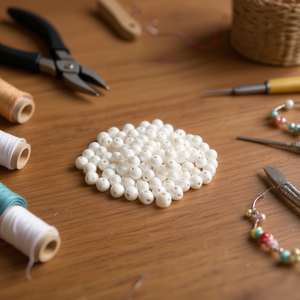 Perline acriliche bianche Ilan Abalorios da 8 mm, 19 g, per la creazione di gioielli - Product Image 3