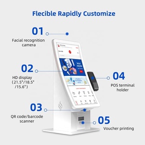 Fast Payment Reduce Queuing 23.6inch Curved Screen Payment Kiosk <b>With</b> <b>Printer</b> <b>Scanner</b> Win7/10 Android Kiosk for Store or Station - Product Image 3