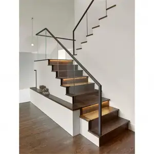 现代木制楼梯橡木木台阶直悬楼梯