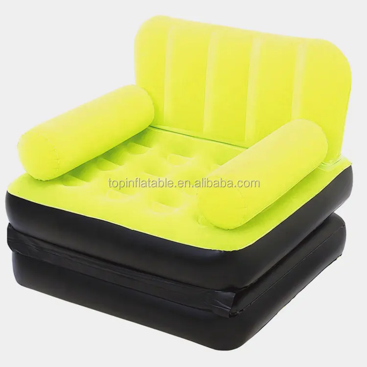 Hot Sales soft Flocking surface Inflatable Sofa bed folding air lounger chair with back rest inflatable home furniture