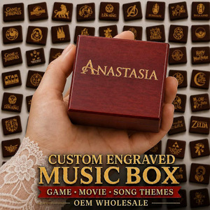 Caja Musical Sankyo con Tapa de Espejo, Grabado Personalizado, Rojo, Negro, Blanco, Morado, Temas de Juegos, Películas, Anime, Canciones, Mini Regalo, OEM, Venta al Por Mayor - Product Image 1