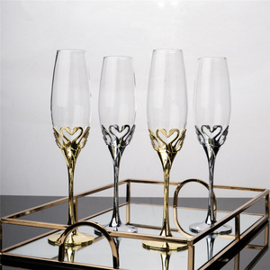 Flûte à <span class=keywords><strong>champagne</strong></span> en verre à double cœur fait à la main avec diamant - Product Image 5