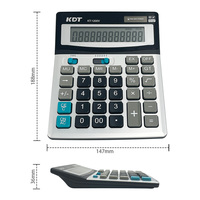 Calculatrice électronique de bureau grise à 12 chiffres en gros Clé durable en verre Grand écran Fournitures de bureau fantaisie Calculatrice à 12 chiffres
