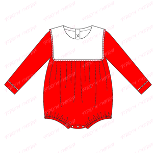 Abito personalizzato con pettine e pettorina con colletto rosso pagliaccetto in cotone natale a manica lunga vestiti da bambina - Product Image 4