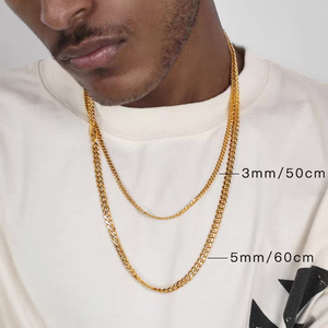 Dây chuyền nam mạ vàng 14K kiểu Hip-Hop cao cấp, chất liệu vàng thật, kiểu Cuban Link 2/3/5mm, dài 18 inch - Product Image 5
