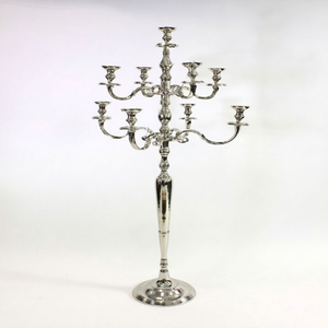 Meilleures ventes : Candelabre à neuf bras en aluminium, fait main, durable, étanche, haut, argenté, pour centre de table de mariage et de fête - Product Image 1