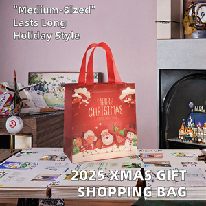 Bolsa de Regalo Navideña de Tela No Tejida de Alta Calidad, Laminada, con Diseño de Letras, para Envolver Regalos de Navidad, Novedad 2025 - Product Image 2