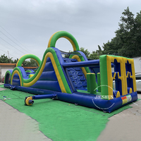 Maison gonflable gonflable verte 16x3x5 m, Course d'obstacle pour enfants, bon marché, château gonflable