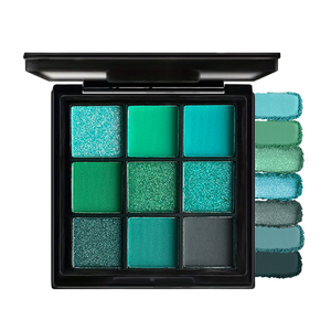 Palette di Ombretti <span class=keywords><strong>Verde</strong></span> Shimmer Impermeabile ad Alta Resa Cromatica con 9 Colori, Mini Cosmetici, Ombretto Opaco - Product Image 4