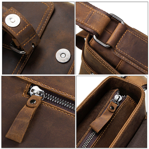 Serviette en cuir véritable pour hommes, mallette de luxe en cuir de cheval fou, cartable pour ordinateur portable, sac souple de 12 pouces, livraison directe - Product Image 5