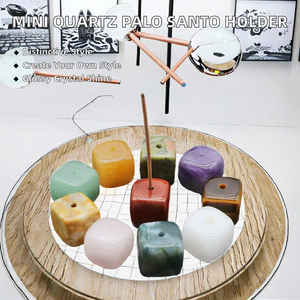 Nouveauté : Mini porte-encens Palo Santo, cube en cristal de quartz naturel mélangé, poli, gravé, design artisanal unique, bricolage - Product Image 2