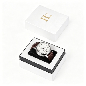 Minimalist Matte White Watch Box Lid and Base Rigid Gift Box with EVA Foam Insert Custom Luxury Watch Packaging Supplier - Product Image 4