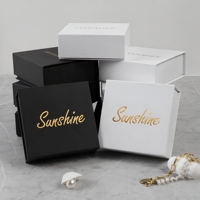 Boîte à bijoux personnalisée de luxe, petite, à fermeture magnétique, en carton gris, carrée, imprimée, pour collier, bague, cadeau
