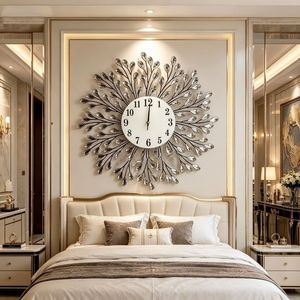 Contemporary Sunburst Iron Wall <b>Clock</b> <b>Battery</b> Powered Silent Design For Home Hotel Decor - Product Image 5