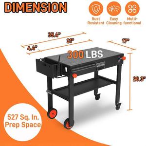 Blackstone Portable Folding <b>Storage</b> <b>Cart</b> 44.5x78.7x71.9cm Metal Camping Outdoor Use - Product Image 4