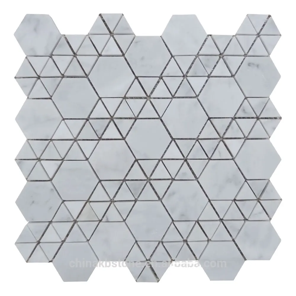 Most popular hexagon carrara natural marble stone mosaic tiles swimming pool pattern